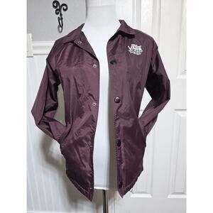 Vans Off The Wall Windbreaker Jacket Mens Adult M Maroon Nylon Snap Front Lined